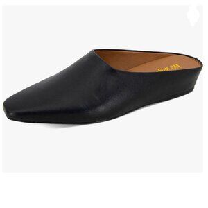 Black Women’s Mules Low Wedge Heel Slippers Square Toe Slip On Shoe Indoor Shopp